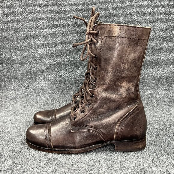All Saints Spitalfields boots Women's 8 Rustic Brown Leather Moto Combat Lace Up - Picture 5 of 14